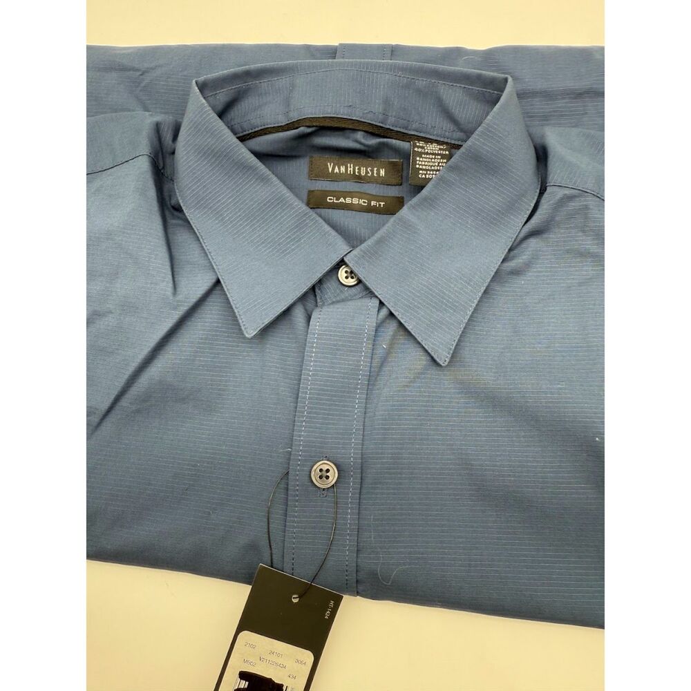 VanHeusen Classic Fit Blue M 15.15 1/5 - Picture 6 of 9
